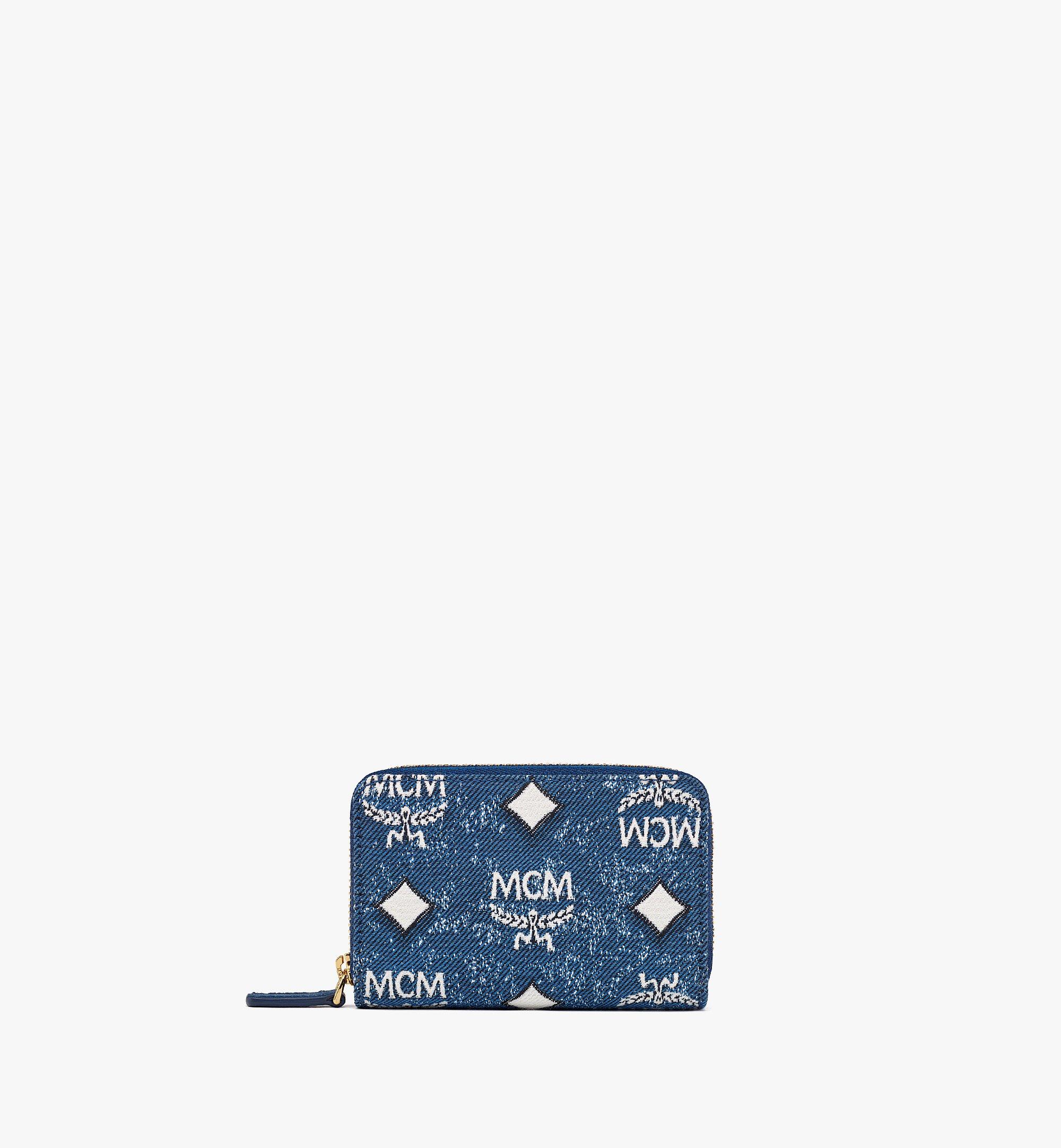 Portefeuille zippé en denim jacquard vintage 1